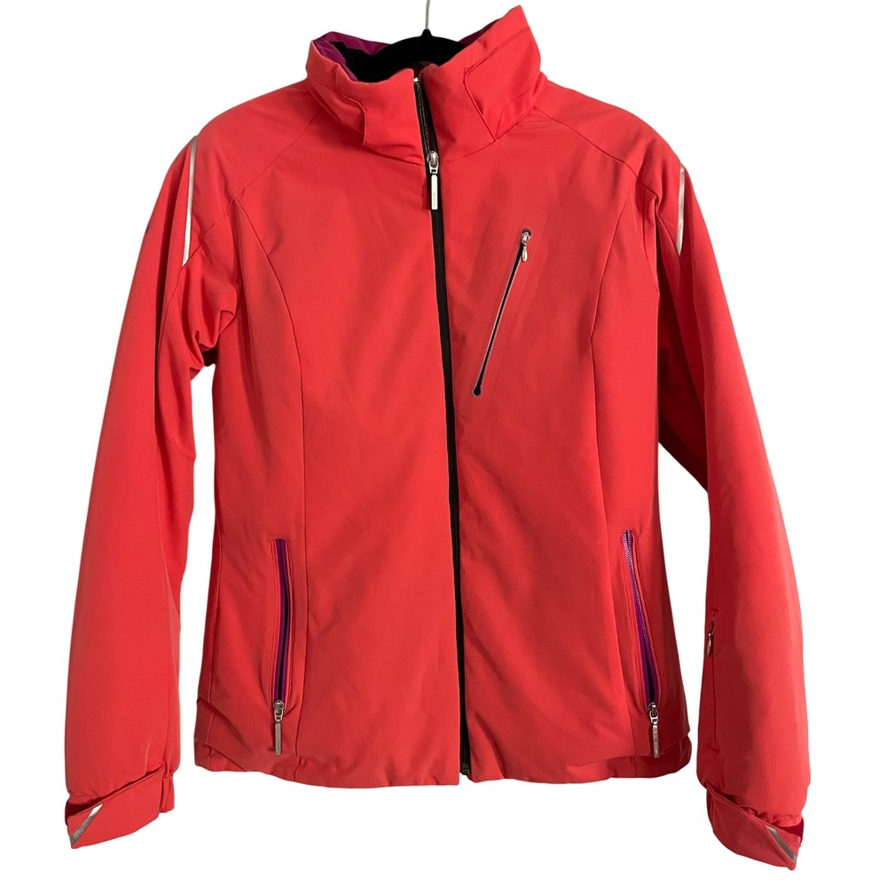 Descente Heat Ski Jacket Womens 10 Med Coral Full‎ Zip Winter Coat Pink